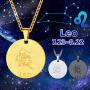 FaithHeart Customizable Astrology 12 Constellation Horoscope Necklace, Stainless Steel/18K Gold Plated Zodiac Star Sign Dog Tag/Coin Pendant Men Lucky Layered Charms for Women