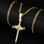 E-EmerMarking Hip Hop Iced Out Bling Cross Pendant Necklace for Men Stainless Steel Chains, 18K Gold & Silver Plated Simulated Diamond Pendants Chain Religious Christian Fashion Accessories Jewelry
