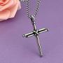 Cross Necklace for Men Boys Cross Pendant STRENGTH Bible Verse Stainless Steel Necklace