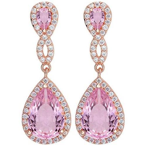 EVER FAITH Womens 925 Sterling Silver Zircon Wedding 8-Shaped Infinity Pierced Dangle Earrings Clear