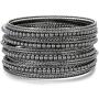 Ensoul Acrylic Pearl-Beads/Glass Seedbeads Mixed Metal Bangles Bracelets for Women Set of 17