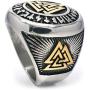 Gungneer 18K Gold Plated Viking Valknut Rune Letter Circle Stainless Steel Ring Men Women Norse Protection Jewelry