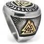 Gungneer 18K Gold Plated Viking Valknut Rune Letter Circle Stainless Steel Ring Men Women Norse Protection Jewelry