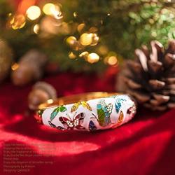 QIANSE Mothers Day Bracelets Gifts Spring of Versailles Plated Handcrafted Bangles with Enamel Craft Spring of Versaille Series, Christmas Birthday Gifts for Her