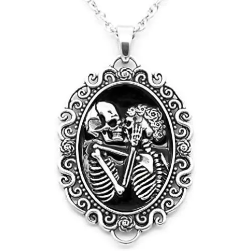 Controse Womens Silver-Toned Stainless Steel - The Eternal Lovers Skull Cameo Necklace (17'' - 19'' adjustable chain) Controse Womens Silver-Toned Stainless Steel - The Eternal Lovers Skull Cameo Necklace (17'' - 19'' adjustable chain)