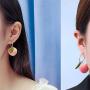 D.Rosse 2 Pairs Unique Creative Super Lightweight Lifelike Pink Peach With Leaf Dangle Drop Earrings Sets for Women Girls Teens Charm Cute Fruit Hoop Earrings Jewelry Gifts