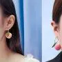D.Rosse 2 Pairs Unique Creative Super Lightweight Lifelike Pink Peach With Leaf Dangle Drop Earrings Sets for Women Girls Teens Charm Cute Fruit Hoop Earrings Jewelry Gifts