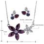 NEOGLORY Platinum Plated Purple Clear Crystal Jewelry Set, Pendant Necklace, Earrings, Bridesmaid Jewelry Wedding Women Gift
