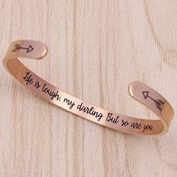 BTYSUN Gold Bracelets for Women Gifts - Personalzied Uplifting Cuff Bangle Inspirational Mantra Engraved Jewelry with Gift Basket.