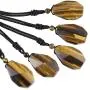 SUNYIK Crystal Pendant Necklace for Men and Women, Faceted Healing Stone with Adjustable Nylon Rope