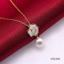JYX Pearl Pendant 18K Gold Luxurious 8-8.5mm White Japanese Akoya Pearl Seawater Cultured Pearl Pendant Necklace