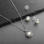 Mariell CZ and Freshwater Pearl Button Wedding Necklace and Earrings Jewelry Set for Bridesmaids & Brides