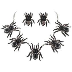 EVER FAITH Austrian Crystal 5 Spider Insect Necklace Earrings Set