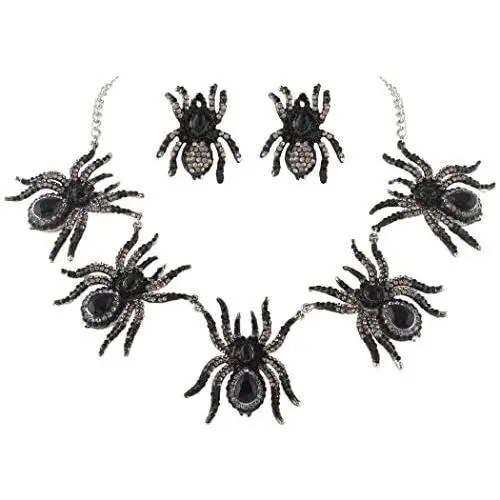 EVER FAITH Austrian Crystal 5 Spider Insect Necklace Earrings Set EVER FAITH Austrian Crystal 5 Spider Insect Necklace Earrings Set