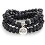 Self-Discovery 108 Bead Mala Bracelet with Lotus Charm and 6mm Small Stone Beads