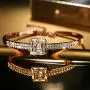 Sllaiss Rose Gold Swarovski Crystal Bangle Bracelet for Women Square Cuff Bracelet with Adjustable Chain Jewelry for Birthday Anniversary Sllaiss Rose Gold Swarovski Crystal Bangle Bracelet for Women Square Cuff Bracelet with Adjustable Chain Jewelry for Birthday Anniversary