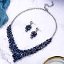 BriLove Wedding Bridal Jewelery Set for Women Crystal Teardrop Marquis Cluster Statement Necklace Dangle Earrings