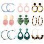 Hanpabum 9 Pairs Acrylic Statement Earrings for Women Leaf Dangle Drop Earrings Resin Bohemian Trendy Earrings Fashion Jewelry Set Girls
