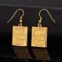 Rhinestone Drop Earrings|Muslim Jewelry for Women Girls|Platinum 18K Gold Plated Allah Square Dangle Earrings