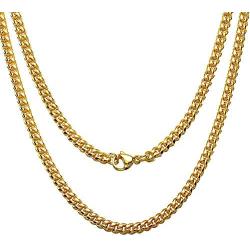 Jewelry Kingdom 1 Necklace for Men, 18K Gold Cuban Link Chain Necklace for Women, 4MM Stainless Steel Curb Chain Choker for Boys and Bikers 16-30inches