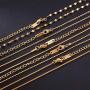 AMYJANE 5 Pack Necklace Chain for Women Stainless Steel 5 Style Link Cable Chain Ball Chain Box Chain Snake Chain Lip Chain Necklace with Lobster Clasp for DIY Jewelry Making (16+2)