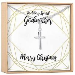 Dear Ava for Godmother: Godmother Present, Jewelry, Xmas, Infinity Cross (Silver-Plated-Brass, NA)