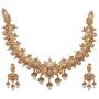Tarinika Tulshi Gold-Plated Indian Jewelry Set with Necklace and Earrings - White Red