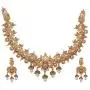 Tarinika Indian Traditional Antique Gold Plated Necklace set with Earrings for women and Girl - White Red Green