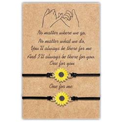 Aiyo Nice Sunflower Pinky Promise Bracelets Best Friend Long Distance Friendship Gifts for Women Teen Girls Couple Family Friendship Jewelry