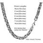 INBLUE 8.0mm Byzantine Link Chain Stainless Steel Necklace for Men Women Boys Water Resistant Chunky Biker Style Jewelry Gift