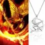 PENQI The Hunger Games Jewelry Pin Arrow Necklace Game Bird Pendant Necklace Bronze Film Movie Fans Gift for Women Men