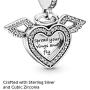 Pandora Jewelry Heart and Angel Wings Dangle Cubic Zirconia Charm in Sterling Silver