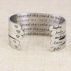 Joycuff She Believed She Could So She Did Inspirational Gifts for Women Bridesmaid Christmas Birthday Personalized Name Mantra Cuff Bangle Customized Engraved
