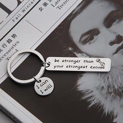 Zuo Bao Bodybuilding Jewelry Fitness Keychain Be Stronger Than Your Strongest Excuse Gym Jewelry Gift for Men Women