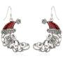 RareLove Vintage Christmas Crescent Half Moon Santa Piercing Dangle Earrings Silver Plated Alloy Holiday Jewelry For Women Girls
