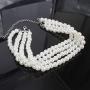 1920s Womens Multilayer Faux Pearl Necklace Earrings Flapper Beads Cluster Long Pearl Necklace for Gatsby Costume Jewelry Party Accessories (NK9330White)