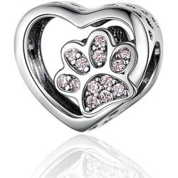 Love Heart Dog Paw Charm for Charms Bracelet Necklace Christmas Gifts for Women Fashion Jewelry