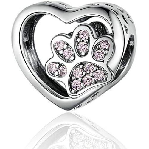 Love Heart Dog Paw Charm for Charms Bracelet Necklace Christmas Gifts for Women Fashion Jewelry