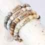 Inspirational Message Stretch Prayer Bead Bracelet - Christian Bible Cuff Blessed, Faith, Love, Hope Natural Stone, Multi Layer Stacking Strand Bangle Set