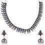 Efulgenz Boho Vintage Antique Ethnic Gypsy Indian Oxidized Silver Crystal Cubic Zirconia Bridal Necklace Earrings Jewelry Set