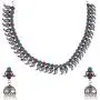 Efulgenz Boho Vintage Antique Ethnic Gypsy Indian Oxidized Silver Crystal Cubic Zirconia Bridal Necklace Earrings Jewelry Set