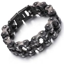 Large Heavy Titanium Chain Bike Bicycle Bracelet Mens Jewelry Brush Black Stainless Steel Motorcycle Biker Bracelet 12/18/22mm