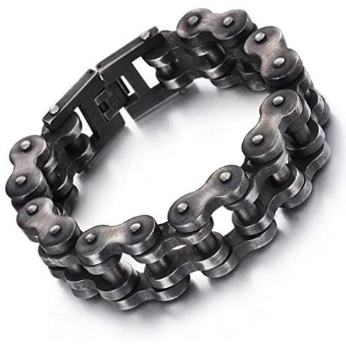Large Heavy Titanium Chain Bike Bicycle Bracelet Mens Jewelry Brush Black Stainless Steel Motorcycle Biker Bracelet 12/18/22mm