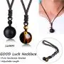Jstyle 8mm Tiger Eye Beads Distance Friendship Bracelet for Women Men Natural Onyx Stone Beads Pendant Adjustable Healing Necklaces