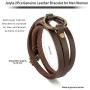 Jstyle 2Pcs Genuine Leather Bracelet for Men Women Unisex Multilayer Leather Adjustable Bracelet Cuff Wrap Rope Wristband Brown Bracelet