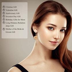Rose Gold Earrings, Gift for Women & Girls ZJchao 24K Gold Real Flower Petal Dangle with Leaf Long Drop Rose Jewelry