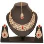 Touchstone Indian Bollywood Intricately Crafted Diamond Look Rhinestone Crystal Colorful Wedding Designer Jewelry Necklace Set in Gold and Silver Tone for Women.