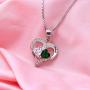 YINSHIFU Name Necklace Personalized Heart Necklace with 2 Birthstones, Customized 2 Names Pendant for Couples Valentines Day Gift