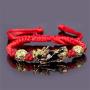 2Pcs/Set Enameled Feng Shui PiXiu Handwoven Bracelets Set Wealth Lucky Bracelets Strand Thread Cord Chains Red Black Handmade Braided Rope Bracelet for Protection for Women Girls Amulet Jewelry