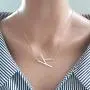 Sideways Large Initial Necklace for Women - 18K Gold Plated Letter Necklace for Women Girls, Stainless Steel Big Alphabet Monogram Necklace A-Z Name Slanted Initial Necklace Initial Jewelry for Women